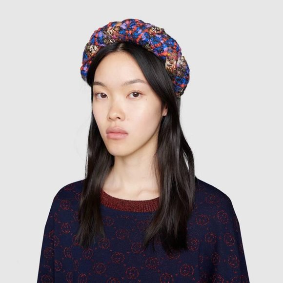 Gucci Armonia Tweed Braided Headband in Purple NEW W TAGS